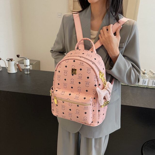 : 2025 Cute Bear Backpack for Women with Cartoon Print Design