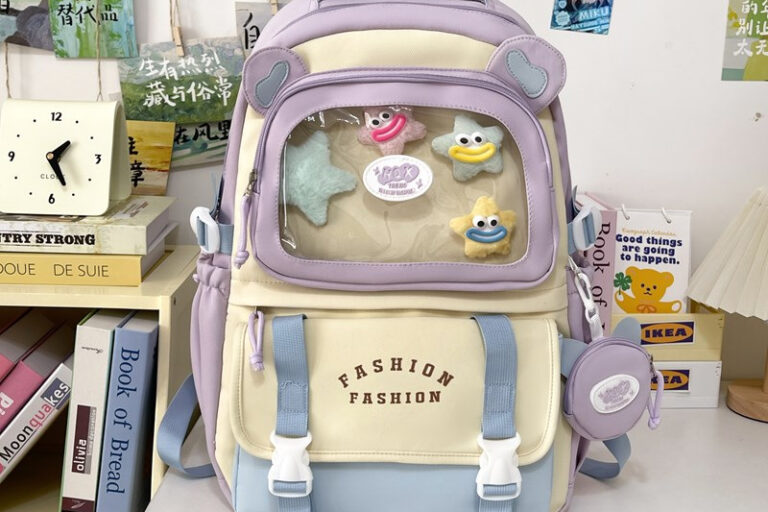 Transparent Color-Block Backpack for Students – Large Capacity Trendy School Bag