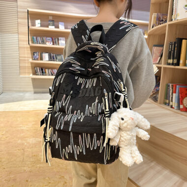 Korean Style Letter Print Backpack for Girls – Large Capacity Casual School Bag