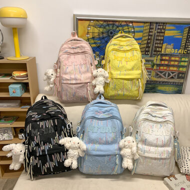 Korean Style Letter Print Backpack for Girls – Large Capacity Casual School Bag