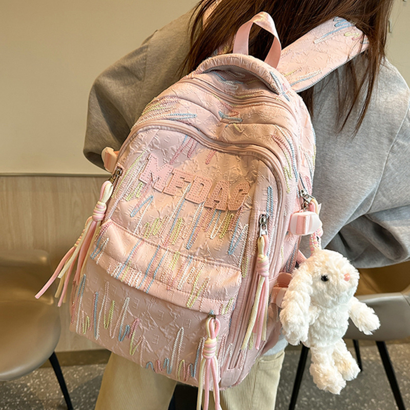 Korean Style Letter Print Backpack for Girls – Large Capacity Casual School Bag