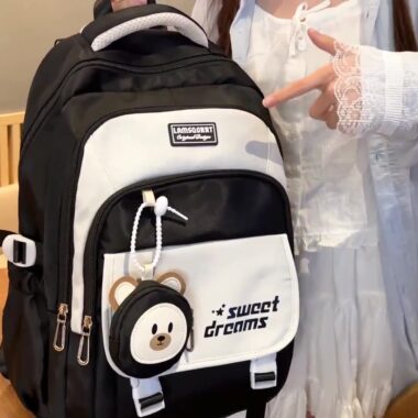 Large Capacity Backpack for High School & College Girls – Stylish Student Bag