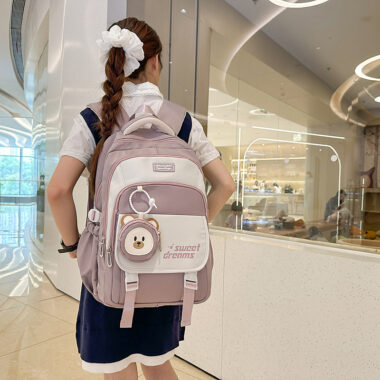 Large Capacity Backpack for High School & College Girls – Stylish Student Bag