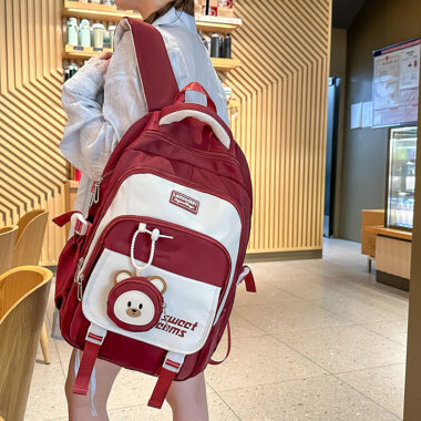 Large Capacity Backpack for High School & College Girls – Stylish Student Bag