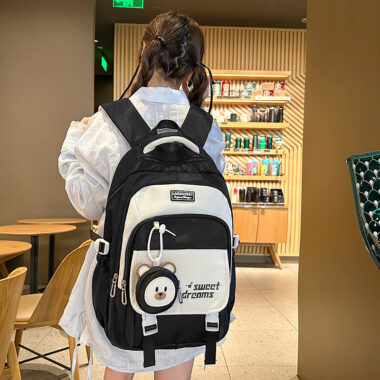 Large Capacity Backpack for High School & College Girls – Stylish Student Bag